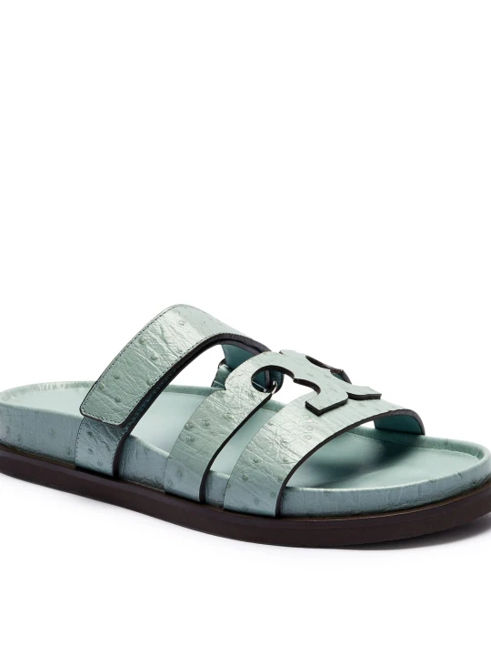 Zdjęcie produktu TORY BURCH Skórzane klapki Ines Sport niebieski