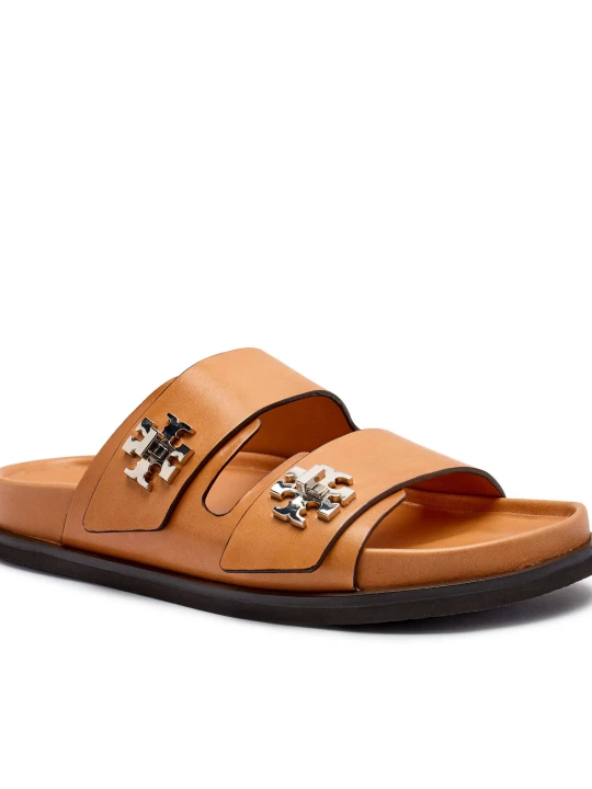 Zdjęcie produktu TORY BURCH Skórzane klapki T LOCK camel