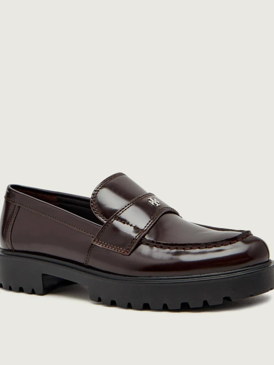Zdjęcie produktu TORY BURCH Skórzane loafersy CLASSIC LUG brązowy