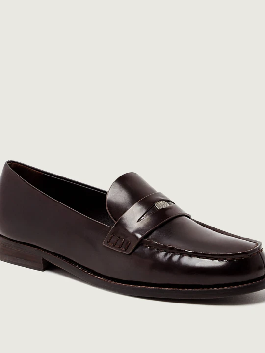 Zdjęcie produktu TORY BURCH Skórzane loafersy CLASSIC PENNY brązowy