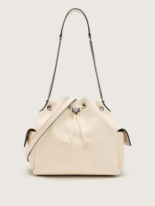 Zdjęcie produktu TORY BURCH Skórzany worek Charlie kremowy