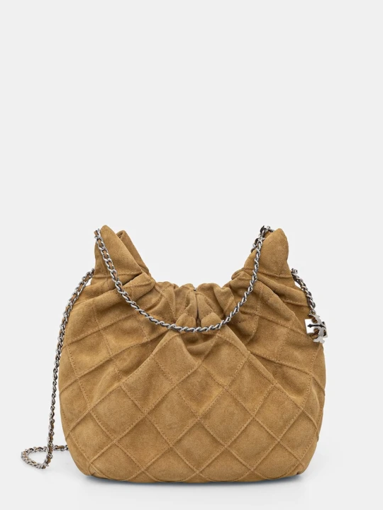 Zdjęcie produktu Tory Burch torebka crossbody damska zamszowa Fleming beżowy