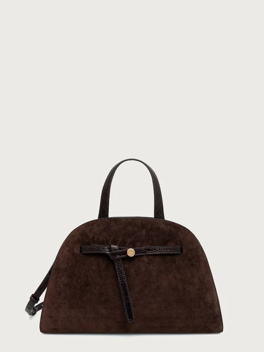 Zdjęcie produktu Tory Burch torebka damska zamszowa Romy Suede Bauletto brązowy