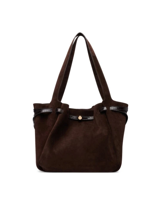 Zdjęcie produktu Tory Burch Torebka Romy Suede Tote 186348 Brązowy