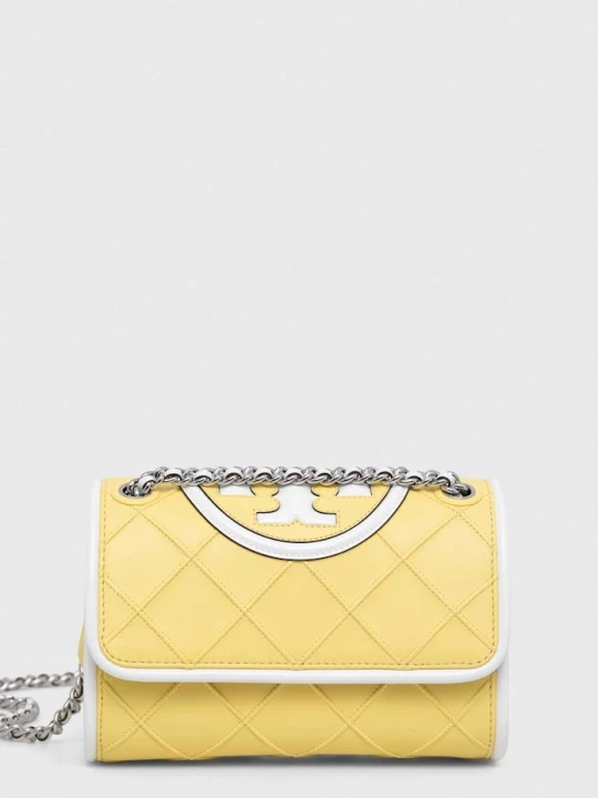 Zdjęcie produktu Tory Burch torebka skórzana Fleming żółty