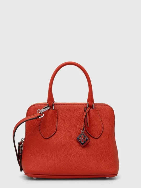 Zdjęcie produktu Tory Burch torebka skórzana Mini Pebbled Swing pomarańczowy