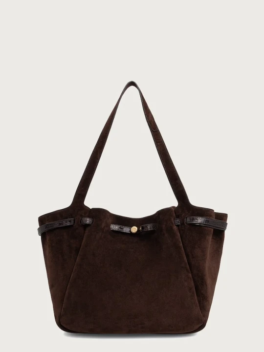 Zdjęcie produktu Tory Burch torebka tote damska zamszowa Romy brązowy