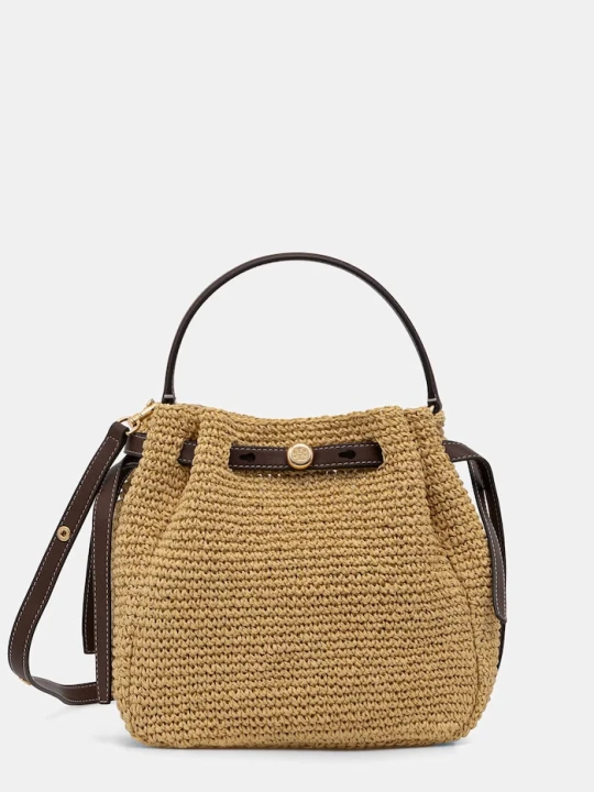 Zdjęcie produktu Tory Burch torebka worek damska pleciona Romy beżowy