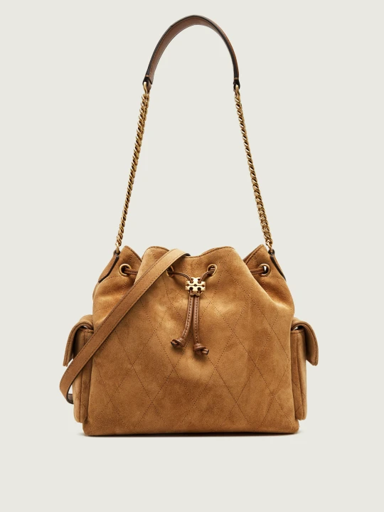 Zdjęcie produktu TORY BURCH Worek Charlie | zamsz camel