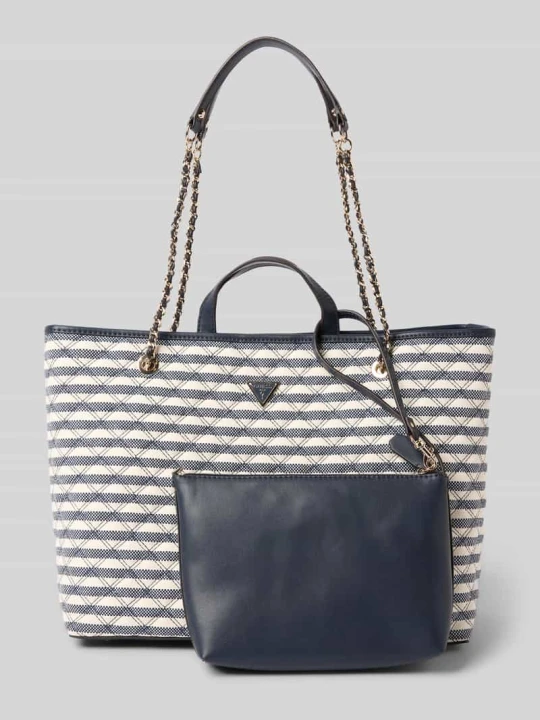 Zdjęcie produktu Tote bag z dodatkiem wiskozy model 'GIULLY' Guess Ciemnoniebieski