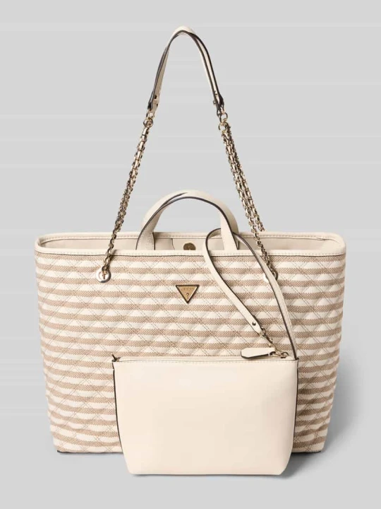 Zdjęcie produktu Tote bag z dodatkiem wiskozy model 'GIULLY' Guess Beżowy