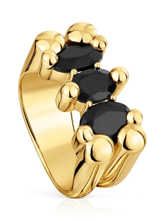 Zdjęcie produktu Tous pierścionek ze srebra pokrytego złotem 12 Bold Bear Gem srebrny