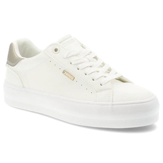 Zdjęcie produktu Trampki damskie Big Star, skóra ekologiczna sznurowany fason minimalistyczny design gruba gumowa podeszwa okrągły nosek, białe, TT274805