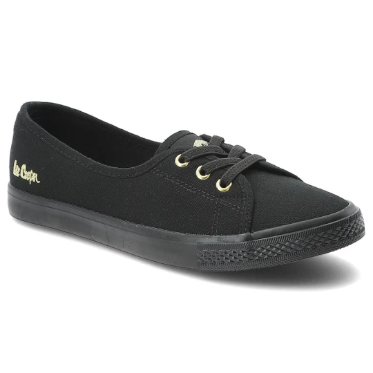Zdjęcie produktu Trampki damskie Lee Cooper, cholewka z materiału tekstylnego elastyczne sznurówki na płaskiej podeszwie, czarne, LCW-26-02-4045L SVL-395