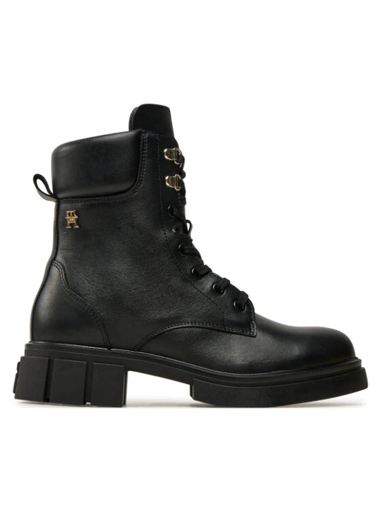 Zdjęcie produktu Trapery Tommy Hilfiger Lace-Up Biker Leather FW0FW08167 Czarny