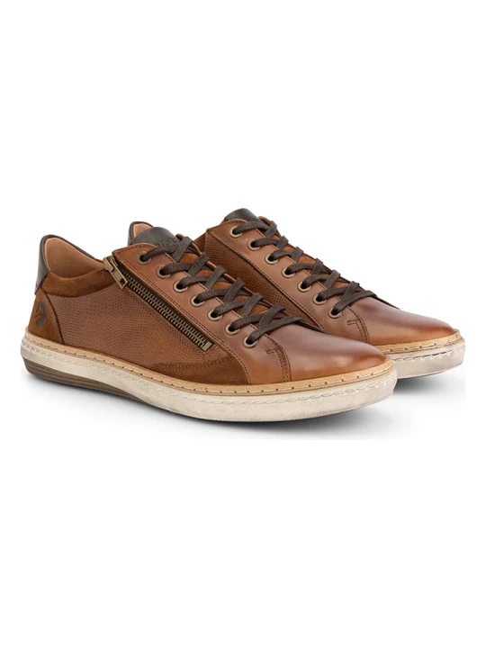 Zdjęcie produktu TRAVELIN' Skórzane sneakersy "Daventry" w kolorze jasnobrązowym rozmiar: 43