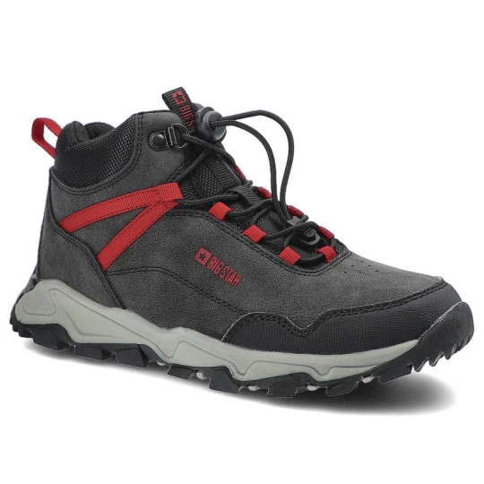 Zdjęcie produktu Trekkingi unisex Big Star, cholewka z trwałych materiałów o wzmocnionej konstrukcji sportowe sznurowanie z elementami technicznymi, czarne, GG374046