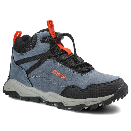 Zdjęcie produktu Trekkingi unisex Big Star, cholewka z trwałych materiałów o wzmocnionej konstrukcji sportowe sznurowanie z elementami technicznymi, granatowe, GG3740