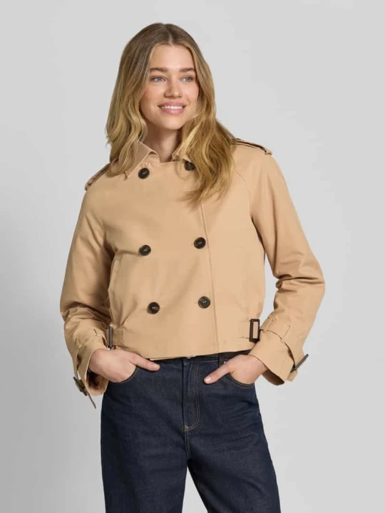 Zdjęcie produktu trencz kurtka z wpuszczanymi kieszeniami i kołnierzykiem typu kent Monari Camel