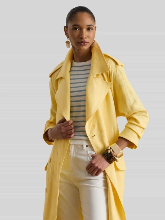 Zdjęcie produktu Trencz o kroju regular fit z czystego lnu Lauren Ralph Lauren Jasnożółty