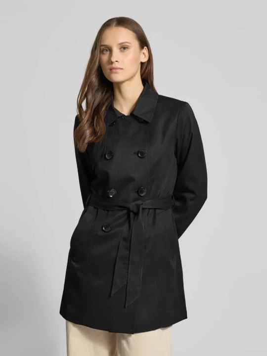 Zdjęcie produktu Trencz w kroju regular fit z listwą guzikową 2-rzędową Model 'VALERIE' Only Czarny
