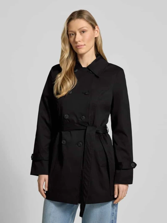 Zdjęcie produktu Trencz o kroju regular fit z paskiem w talii do wiązania model 'CHALSEA OLIVIA' Vero Moda Czarny