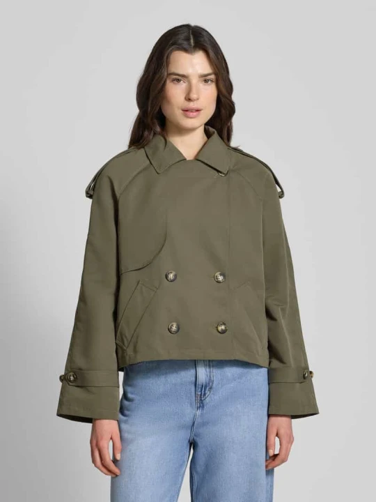Zdjęcie produktu Trencz o kroju boxy fit z dwurzędowym zapięciem na guziki model 'CHLOE' Vero Moda Khaki