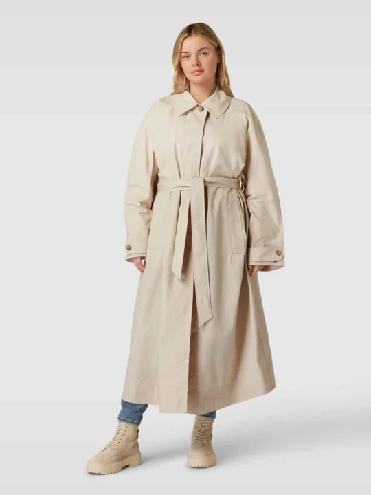 Zdjęcie produktu Trencz PLUS SIZE z czystej bawełny model ‘PEACHED’ Tommy Hilfiger Beżowy