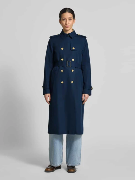 Zdjęcie produktu Trencz w kroju slim fit z czystej bawełny Tommy Hilfiger Granatowy
