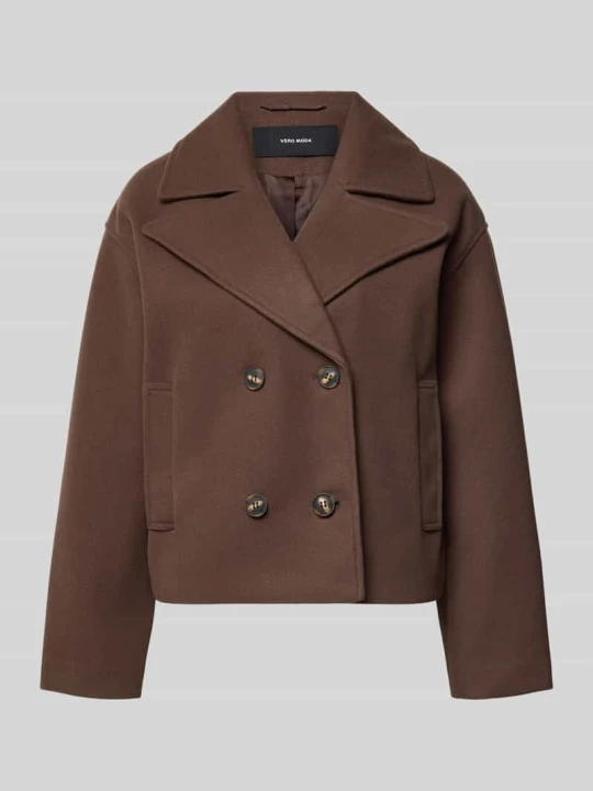 Zdjęcie produktu Trencz o kroju regular fit z dwurzędową listwą guzikową model 'VINCELINE' Vero Moda Czekoladowy