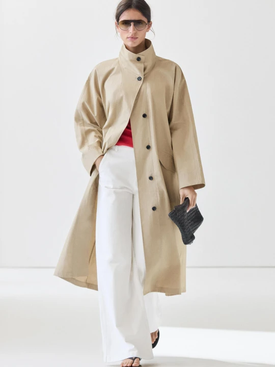 Zdjęcie produktu Trencz Z Golfem Ze 100% Bawełny - Jasny Beż - Massimo Dutti - Female