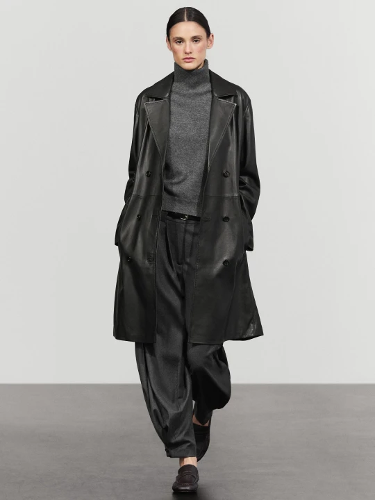 Zdjęcie produktu Trencz Z Owczej Skóry - Czarny - Massimo Dutti - Female