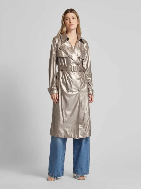 Zdjęcie produktu Trencz z paskiem w talii model ‘ADELE’ Guess Srebrny