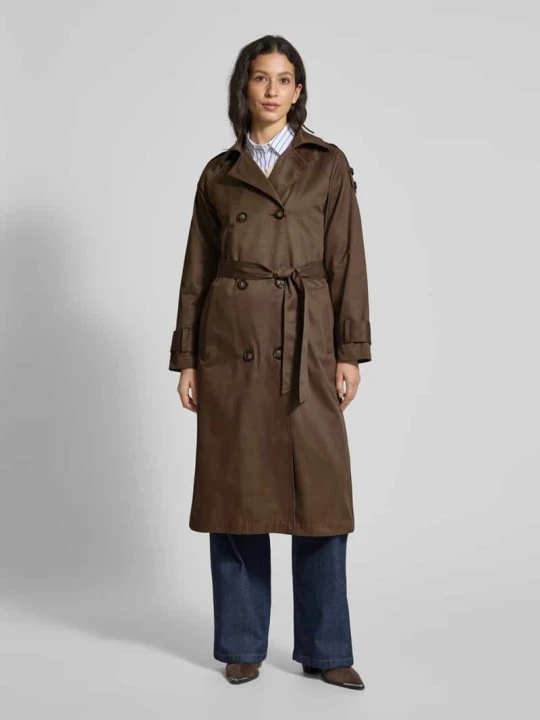 Zdjęcie produktu Trencz z wiązanym paskiem model ‘Mira’ My Essential Wardrobe Ciemnobrązowy