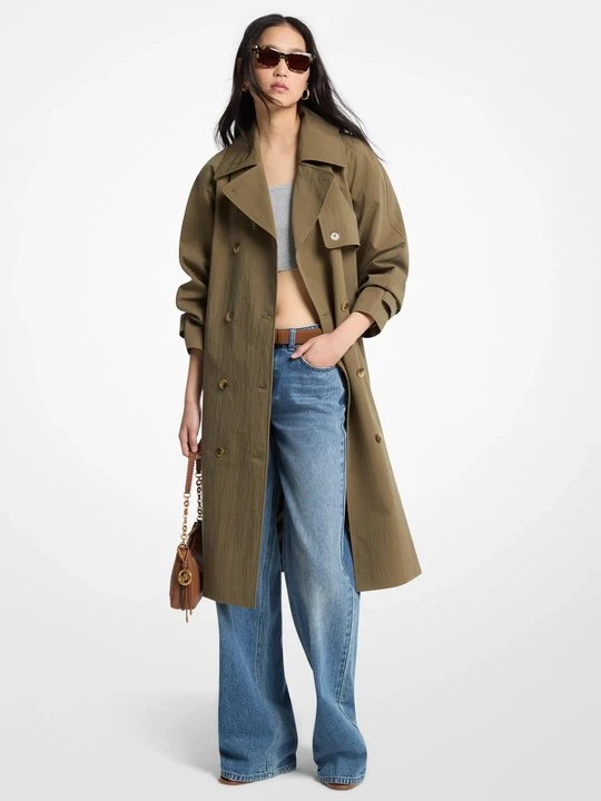 Zdjęcie produktu Trencz ze spranej bawełny i nylonu o kroju oversize Michael Kors ZIELONY DUFFLE (Zielony)