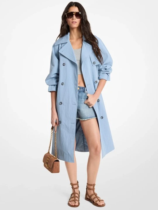 Zdjęcie produktu Trencz ze spranej bawełny i nylonu o kroju oversize Michael Kors CHAMBRAY (Niebieski)