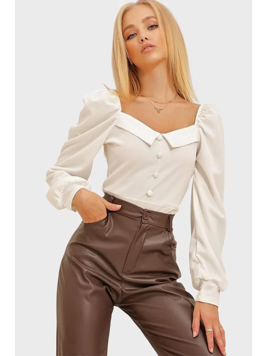 Zdjęcie produktu Trend Alaçatı Stili Bluzka w kolorze kremowym rozmiar: XL