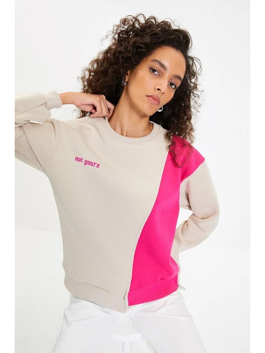 Zdjęcie produktu trendyol Bluza w kolorze beżowo-różowym rozmiar: XL