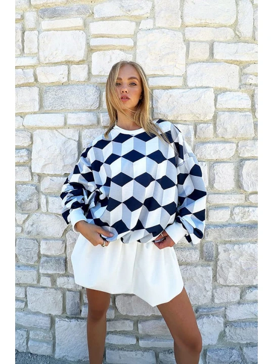 Zdjęcie produktu trendyol Bluza w kolorze granatowo-szaro-białym rozmiar: M