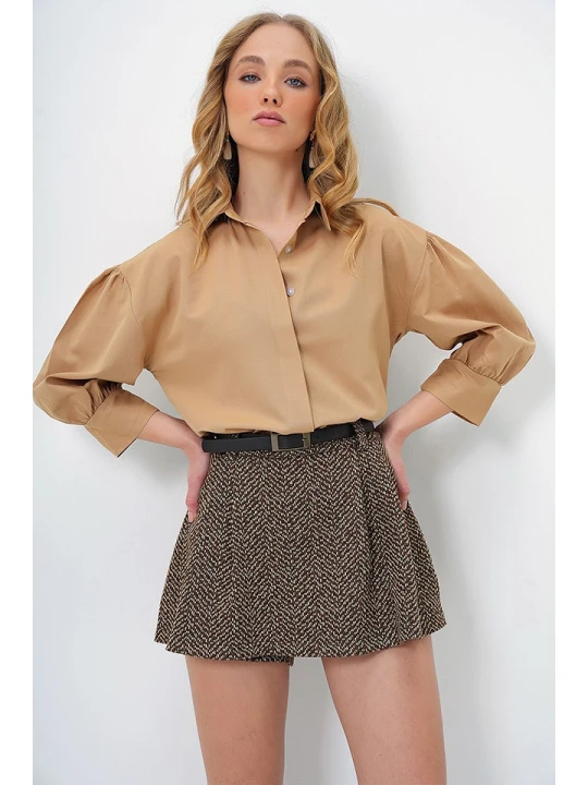 Zdjęcie produktu trendyol Bluzka w kolorze jasnobrązowym rozmiar: XL