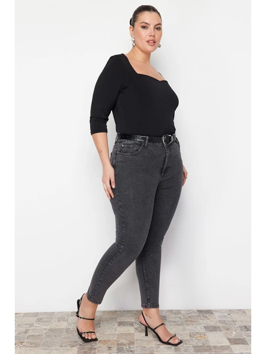 Zdjęcie produktu trendyol Dżinsy - Slim fit - w kolorze antracytowym rozmiar: 42