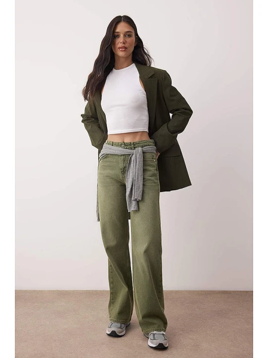 Zdjęcie produktu trendyol Dżinsy - Wide Leg - w kolorze khaki rozmiar: 32
