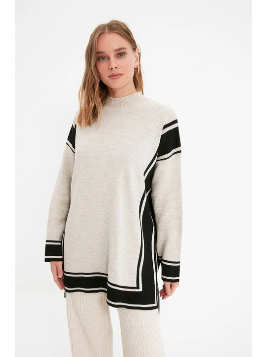Zdjęcie produktu trendyol Sweter w kolorze beżowo-czarnym rozmiar: L/XL