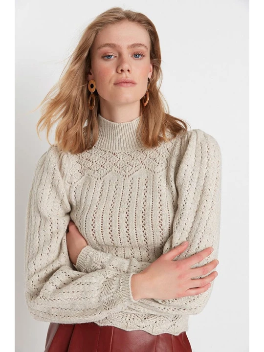 Zdjęcie produktu trendyol Sweter w kolorze beżowym rozmiar: M