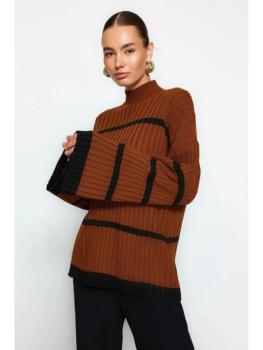 Zdjęcie produktu trendyol Sweter w kolorze brązowo-czarnym rozmiar: S