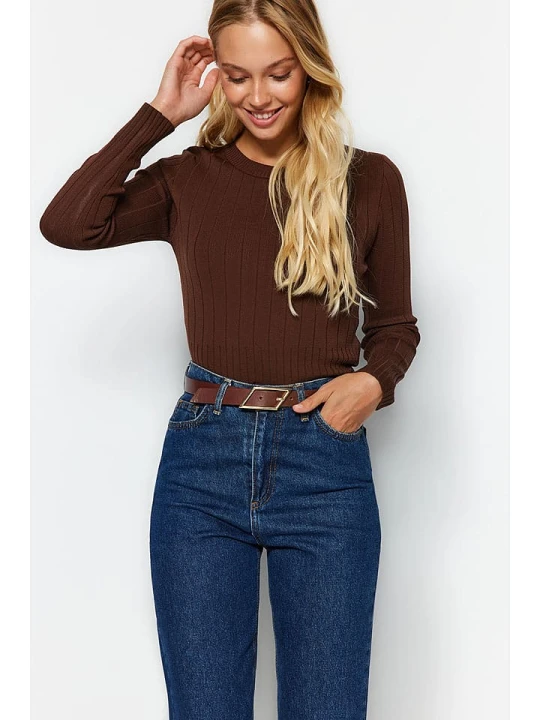 Zdjęcie produktu trendyol Sweter w kolorze ciemnobrązowym rozmiar: M