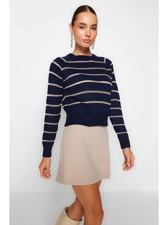 Zdjęcie produktu trendyol Sweter w kolorze granatowo-beżowym rozmiar: M