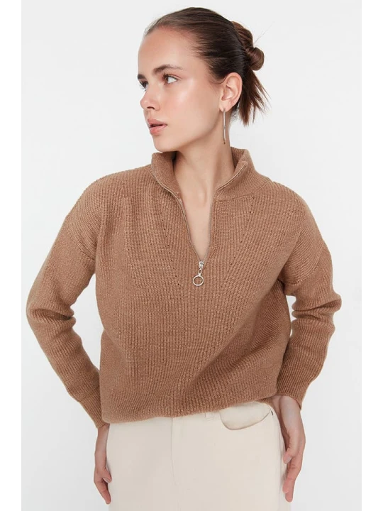 Zdjęcie produktu trendyol Sweter w kolorze jasnobrązowym rozmiar: M