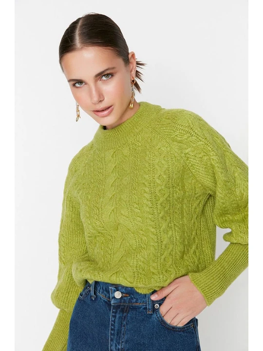 Zdjęcie produktu trendyol Sweter w kolorze zielonym rozmiar: M