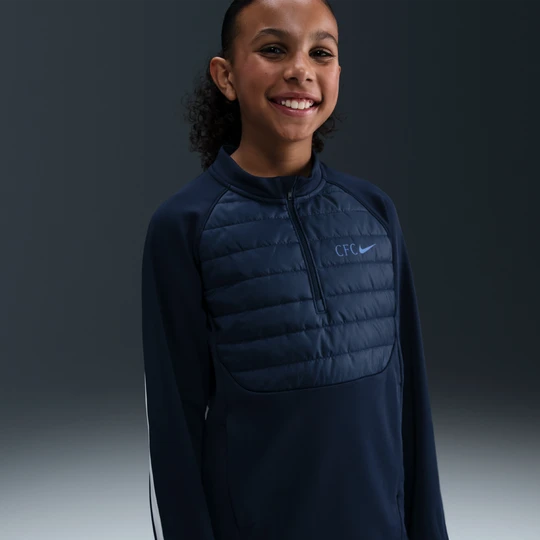 Zdjęcie produktu Treningowa bluza piłkarska dla dużych dzieci Nike Therma-FIT Chelsea F.C. Academy Winter Warrior - Niebieski